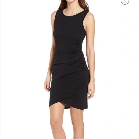 Leith Black Ruched Bodycon Sleeveless Mini Dress XS Fitted - Picture 1 of 8